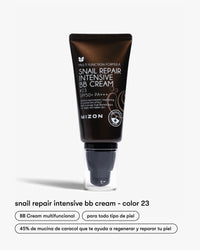 la BB Cream con mucina de caracol en el tono 23 de Mizon, disponible en Momiji Beauty, tu destino confiable para productos de belleza de alta calidad. Esta innovadora BB Cream no solo ofrece una cobertura natural y uniforme, sino que también está enriquecida con mucina de caracol, conocida por sus propiedades hidratantes y regeneradoras para la piel. Con un tono 23 que se adapta a una variedad de tonos de piel, esta fórmula ligera se absorbe rápidamente, dejando la piel con un aspecto radiante y saludable.