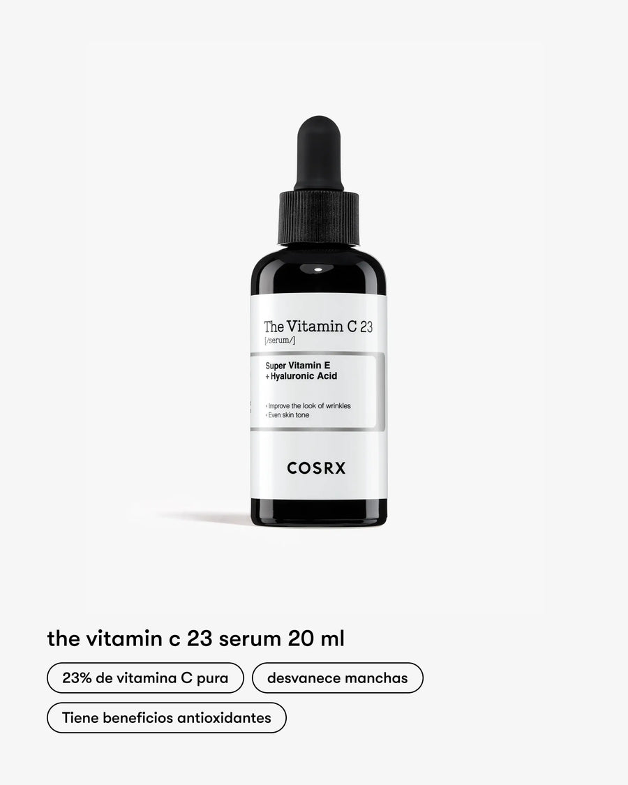 suero de vitamina C de COSRX en Momiji Beauty. Este suero potente y revitalizante está formulado con vitamina C pura para proporcionar a tu piel un impulso instantáneo de luminosidad y claridad. La vitamina C es conocida por sus propiedades antioxidantes, que ayudan a reducir los signos de envejecimiento, iluminar la piel y mejorar la textura.