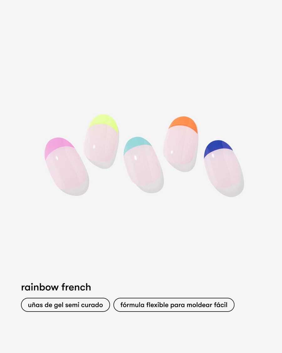 Descubre la belleza innovadora de nuestras láminas de gel Rainbow French Ohora, diseñadas para transformar tu experiencia de manicura. Con la perfección del nail art al alcance de tus manos, con un toque vibrante y duradero a tus uñas. Disfruta de una manicura impecable con el estilo único de Ohora, fusionando calidad y moda para realzar tu belleza.