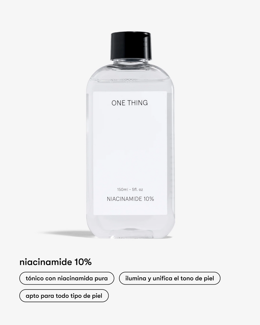 Tónico de Niacinamida de One Thing en Momiji Beauty, una opción esencial para una piel radiante y uniforme. Formulado con niacinamida, este tónico ayuda a mejorar la textura de la piel, reducir la apariencia de los poros y disminuir la hiperpigmentación, dejando la piel suave y luminosa. Su fórmula ligera y sin alcohol es adecuada para todo tipo de piel, incluida la piel sensible.