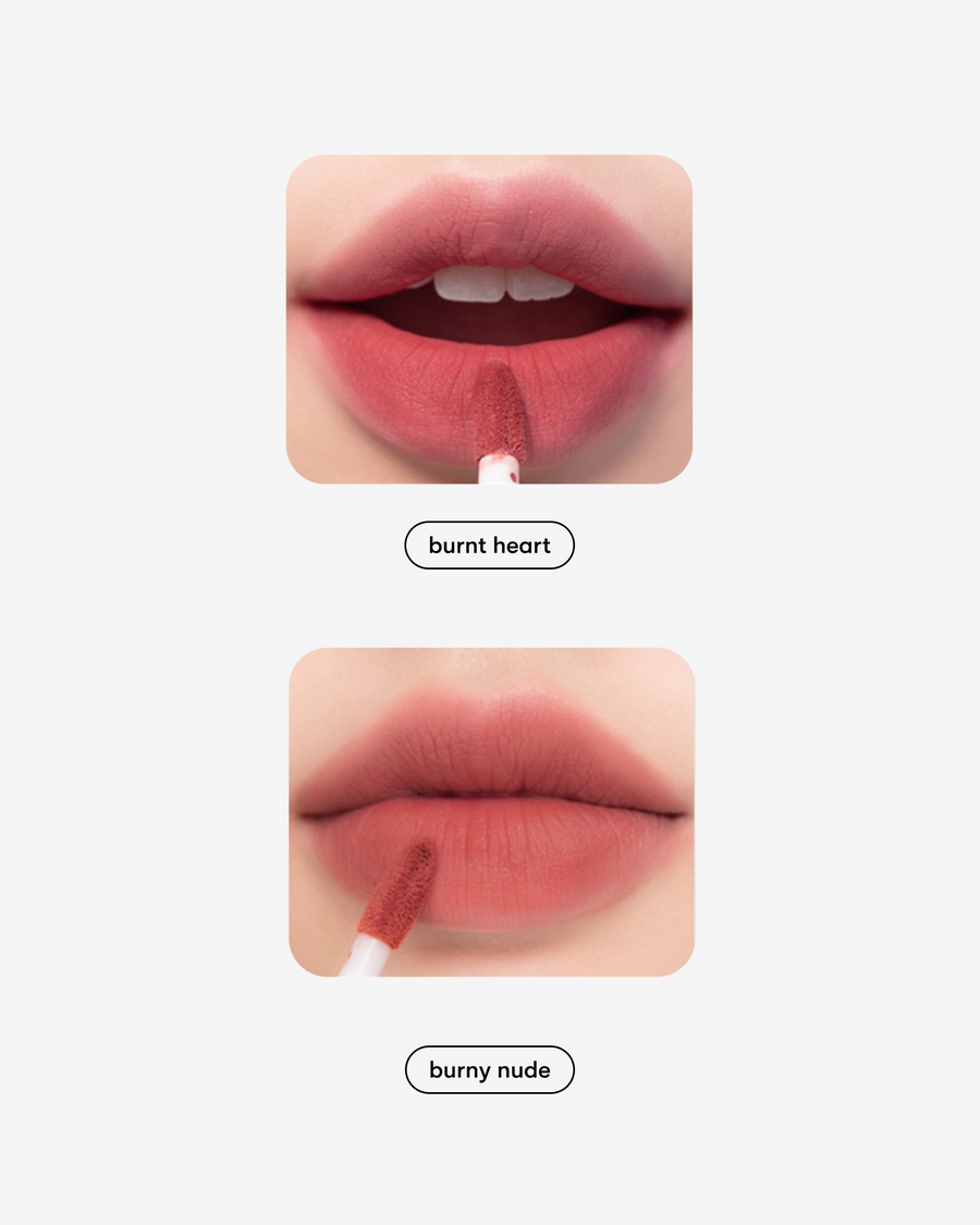 Tinta labial Zero Velvet en el tono Burny Nude Rom-nd en Momiji Beauty. Esta cautivadora tinta labial ofrece un color suave y natural con un acabado aterciopelado que realza tu belleza con un toque sutil y sofisticado. Su fórmula de larga duración se desliza suavemente sobre tus labios, proporcionando una cobertura completa y confortable durante horas. Enriquecida con ingredientes hidratantes, como la vitamina E, esta tinta labial nutre y protege tus labios, manteniéndolos suaves y saludables.